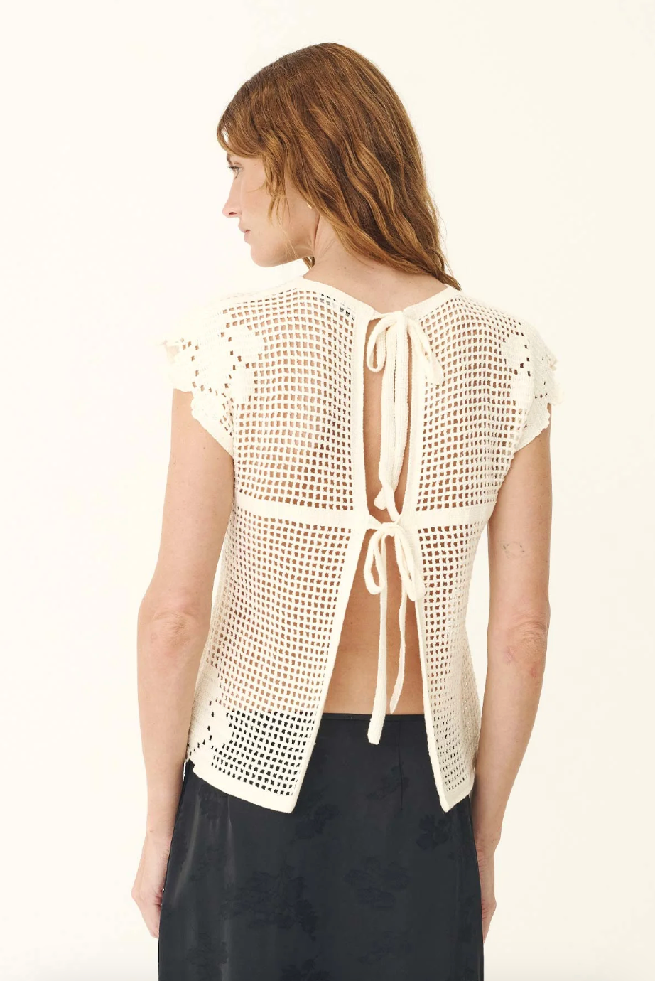 Pollyanna Floral Crochet Top // Bone
