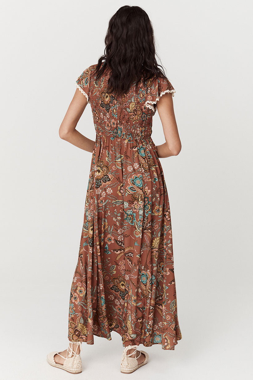 Mojave Lily Shirred Maxi Dress // Amber