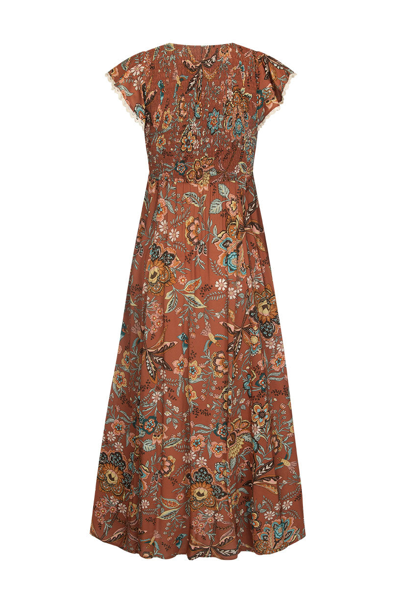 Mojave Lily Shirred Maxi Dress // Amber