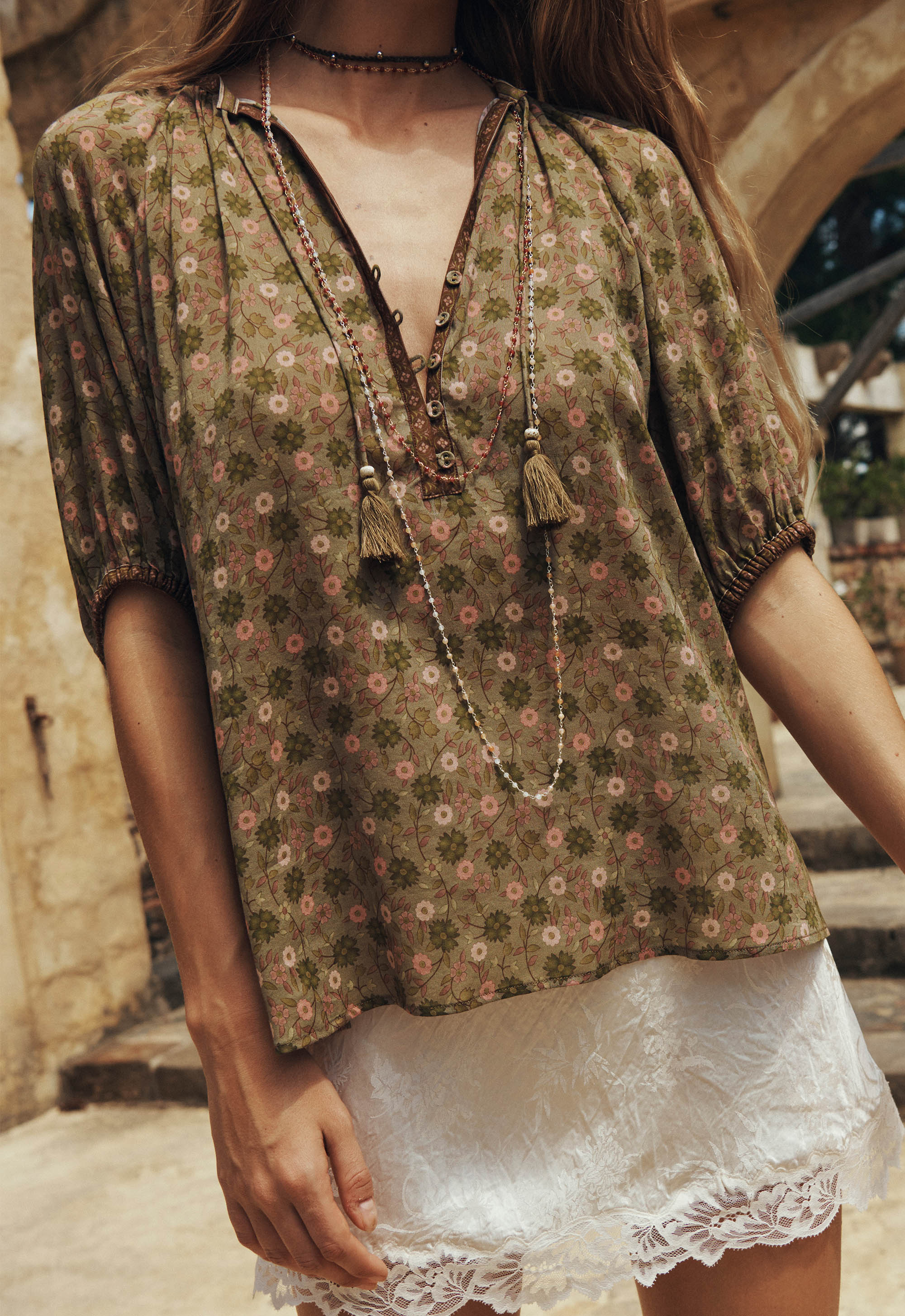 Swan Lake Short Sleeve Blouse // Sage