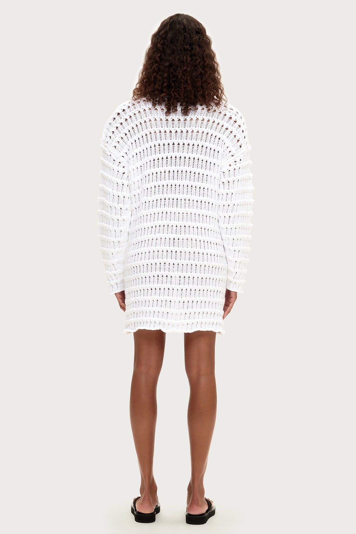 Crochet Knit Mini Dress // White