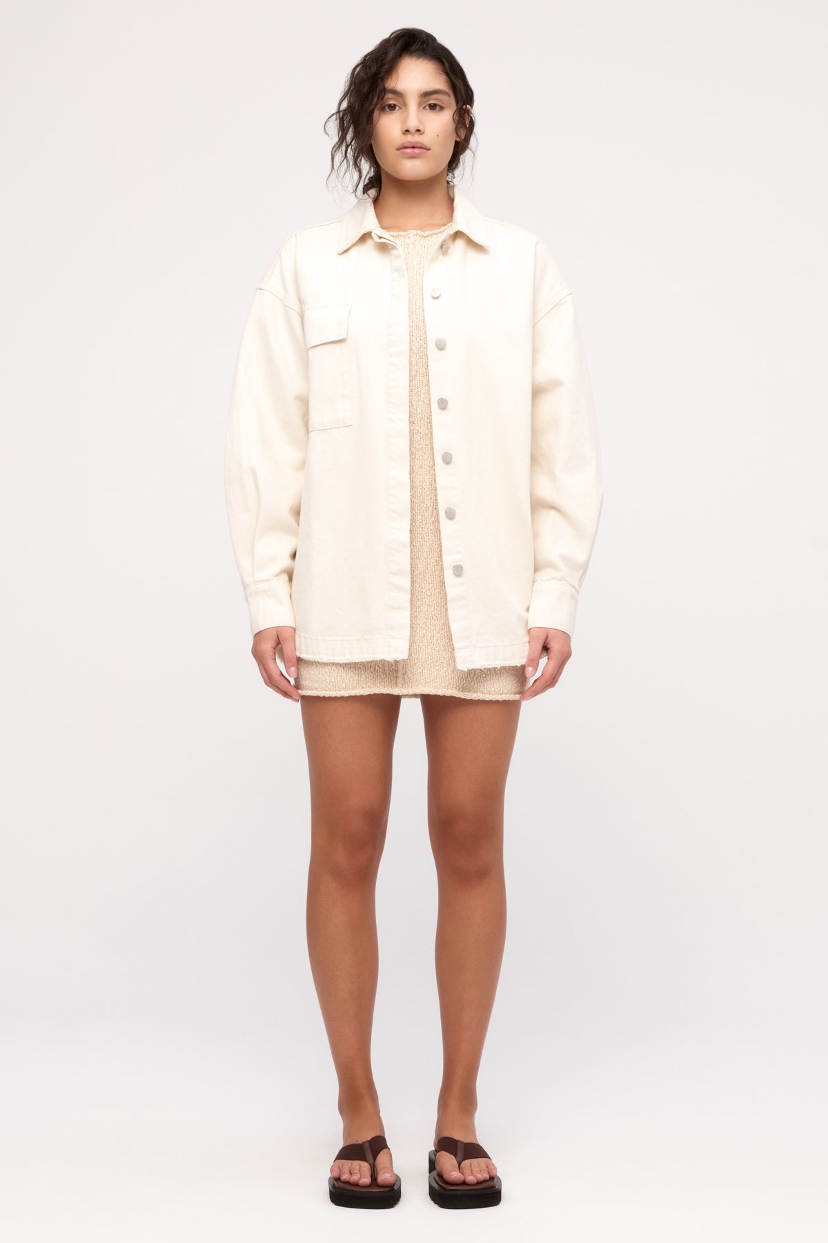 Boucle Knit Mini Dress // Coconut