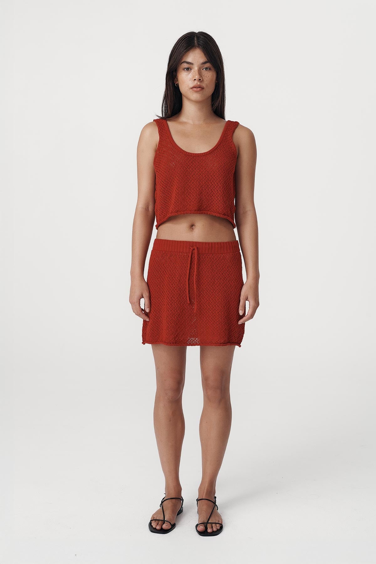 Alma Pointelle Mini Skirt // Paprika