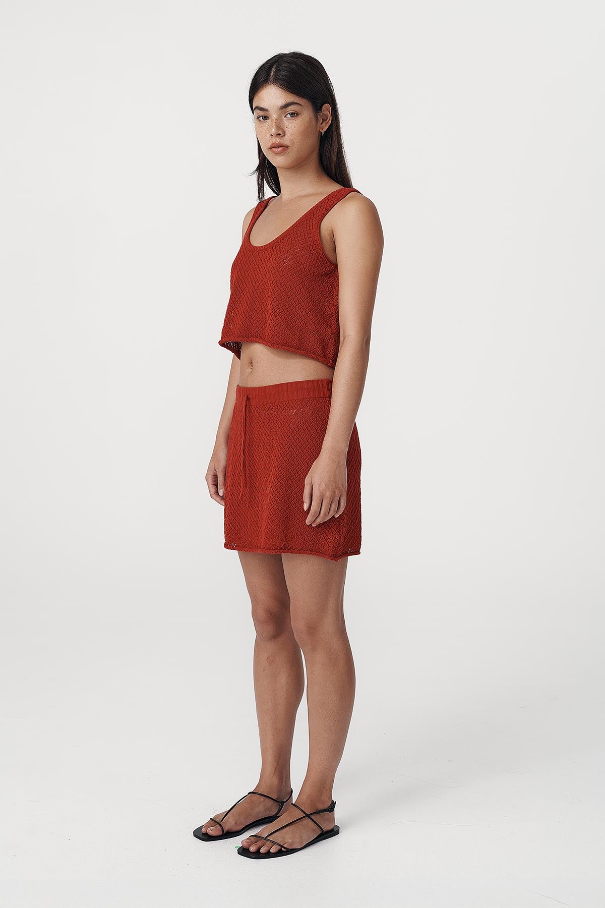 Alma Pointelle Mini Skirt // Paprika
