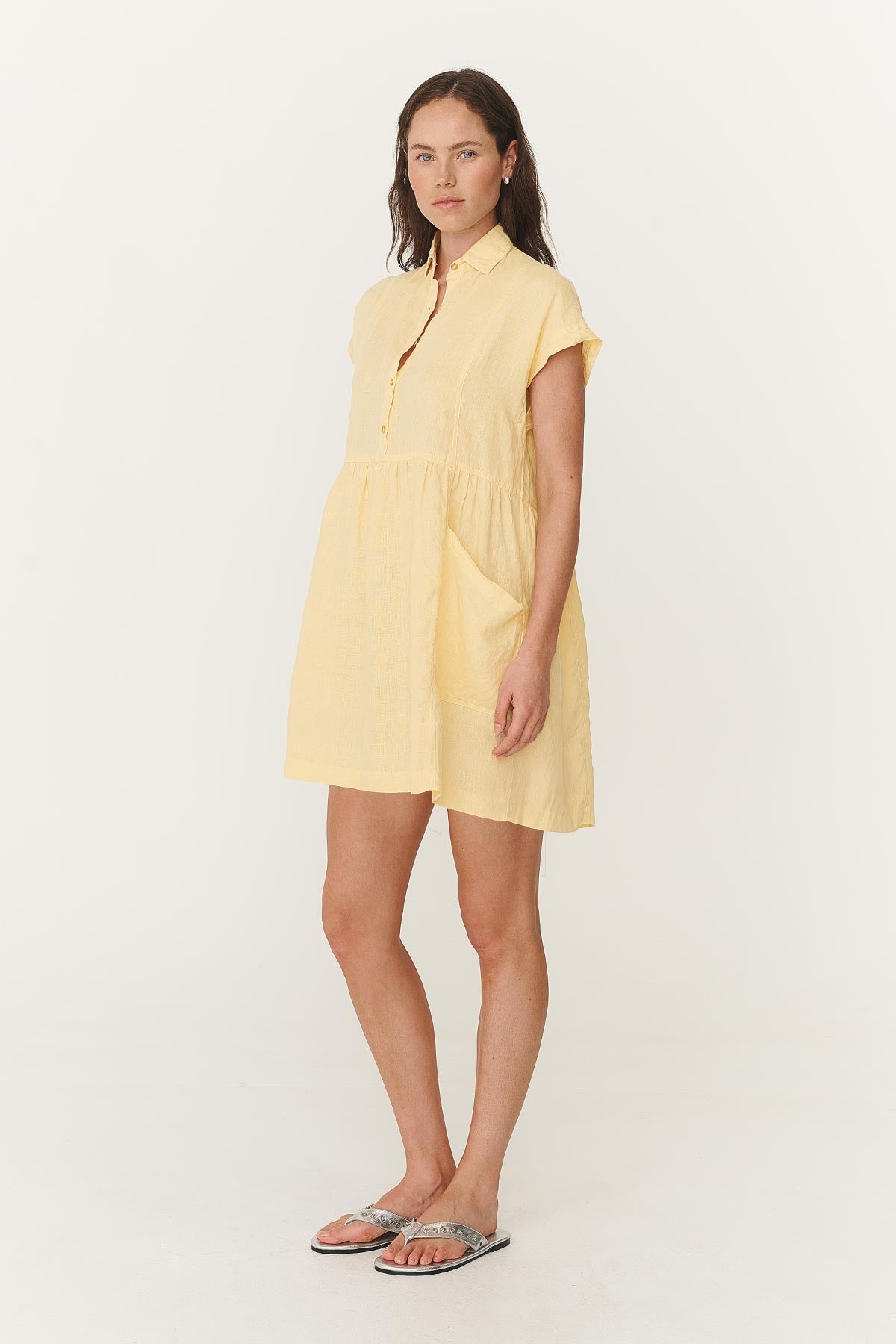 Gina Linen Mini Dress // Lemon