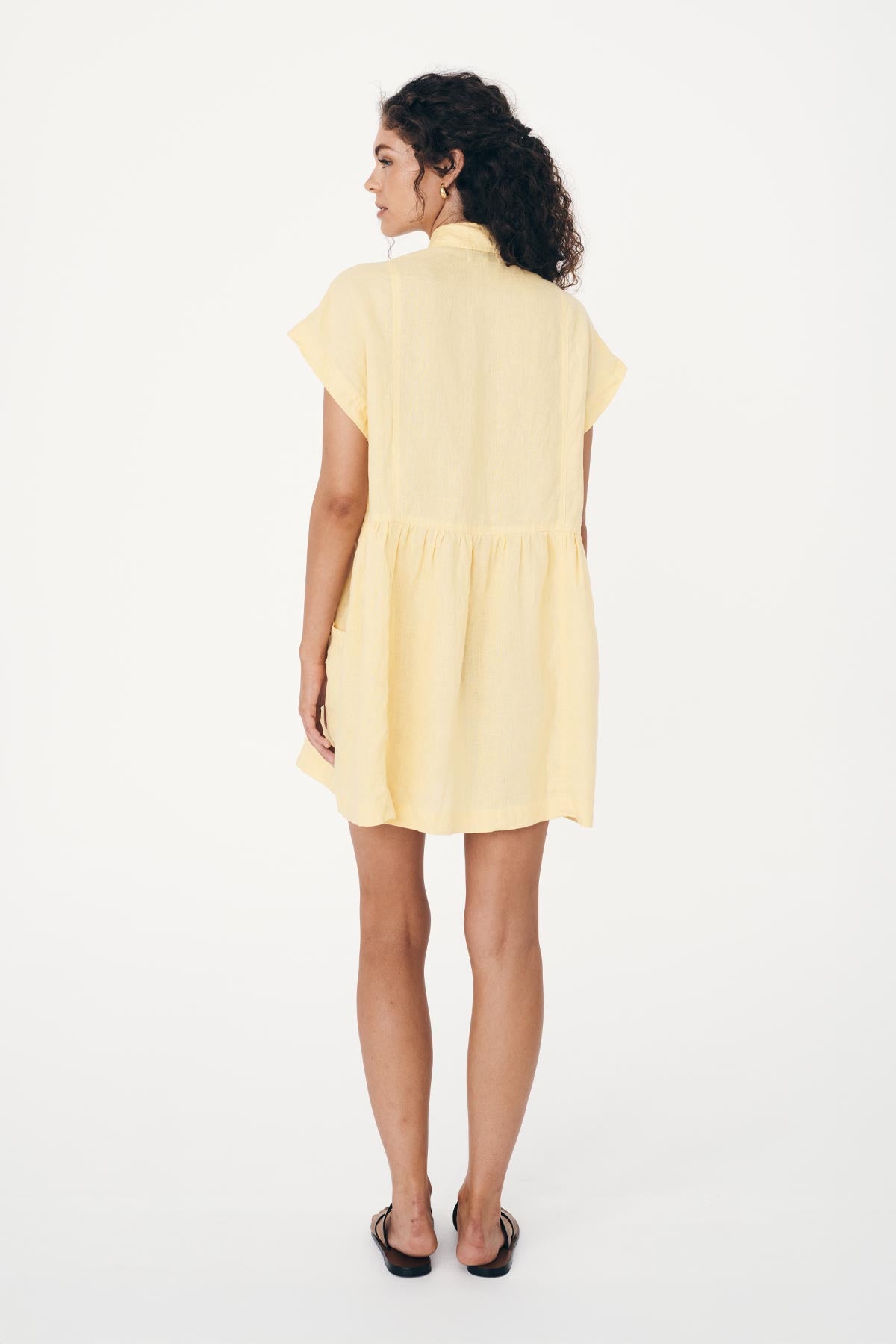 Gina Linen Mini Dress // Lemon