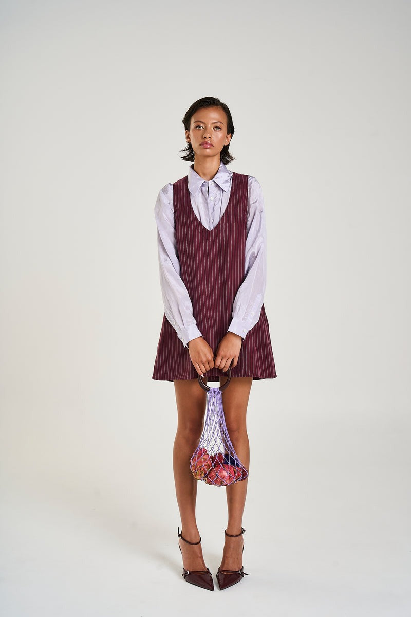 V-Neck Shift Dress // Kina Pinstripe
