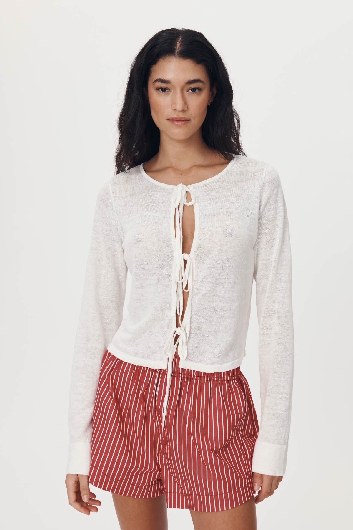 Marcia Bow Cardigan Top // Bone