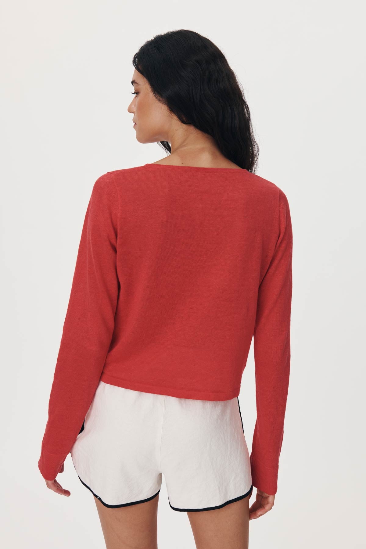 Marcia Bow Cardigan Top // Apple Red