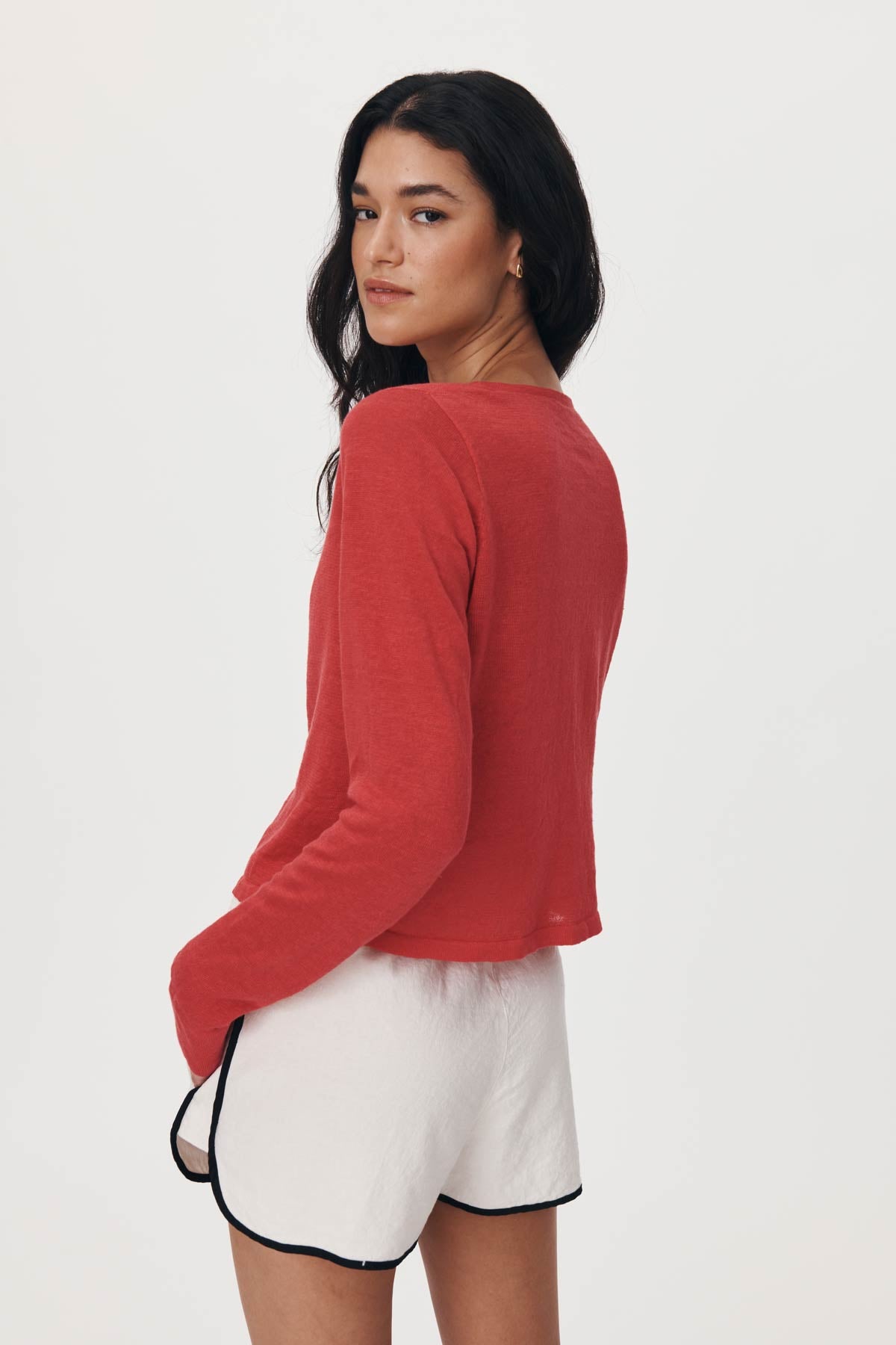 Marcia Bow Cardigan Top // Apple Red