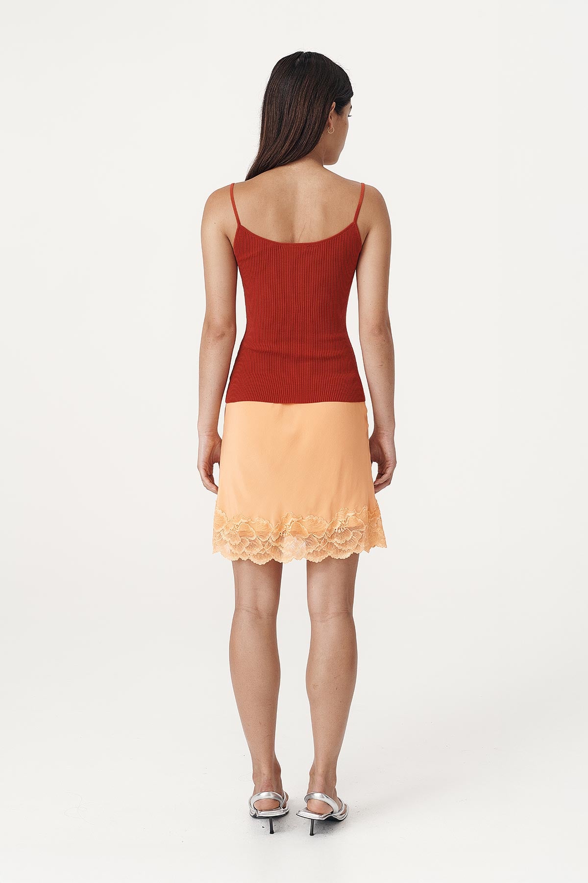Marina Silk Mini Skirt // Cantaloupe