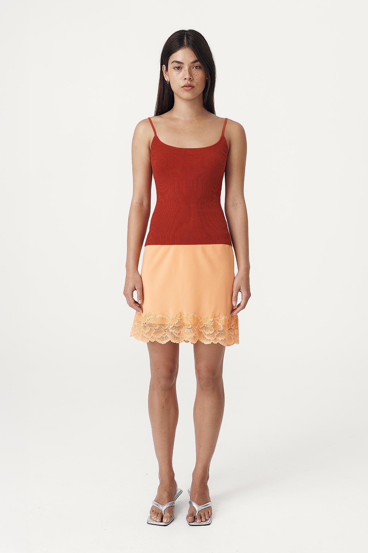 Marina Silk Mini Skirt // Cantaloupe