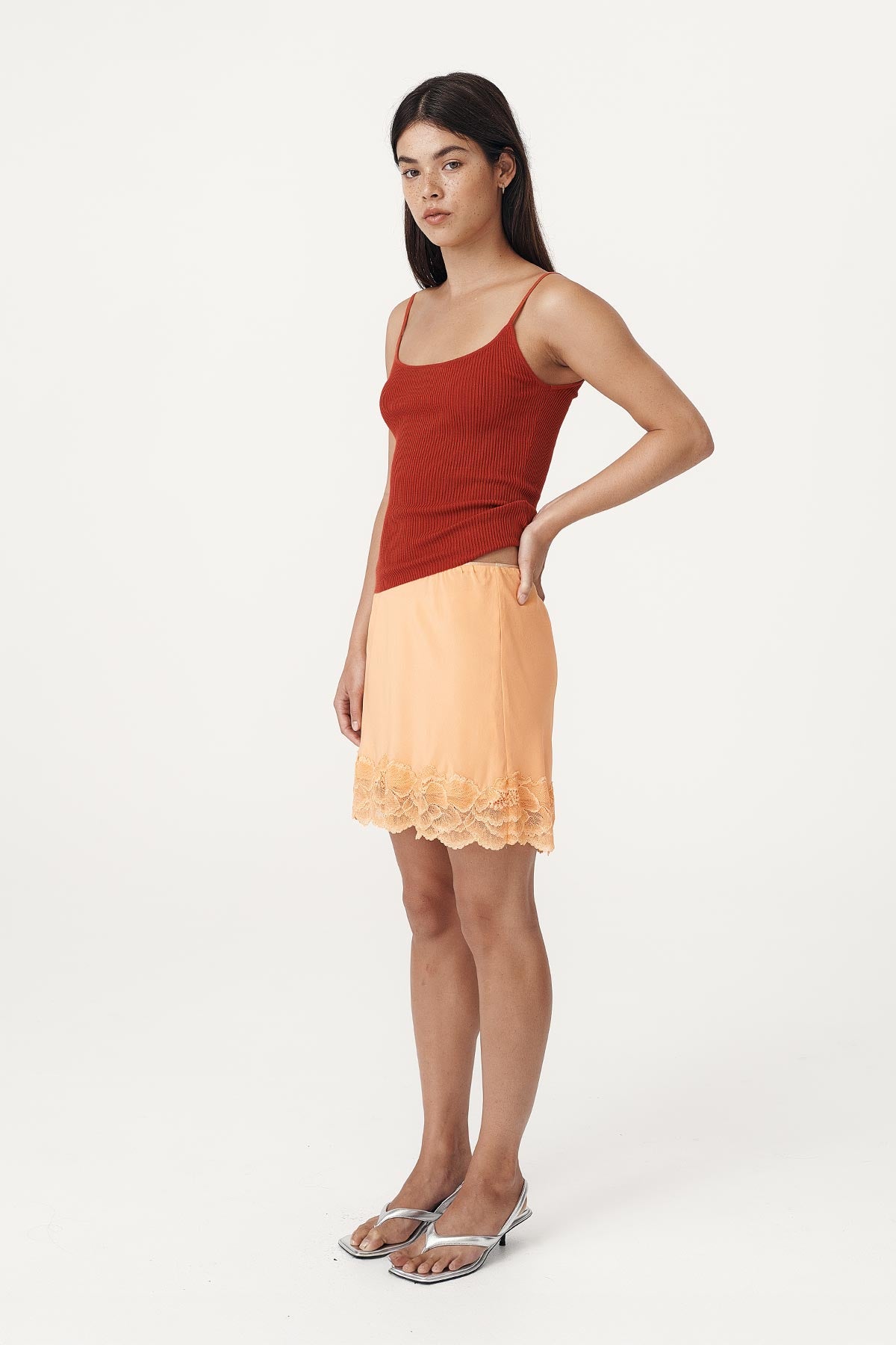 Marina Silk Mini Skirt // Cantaloupe