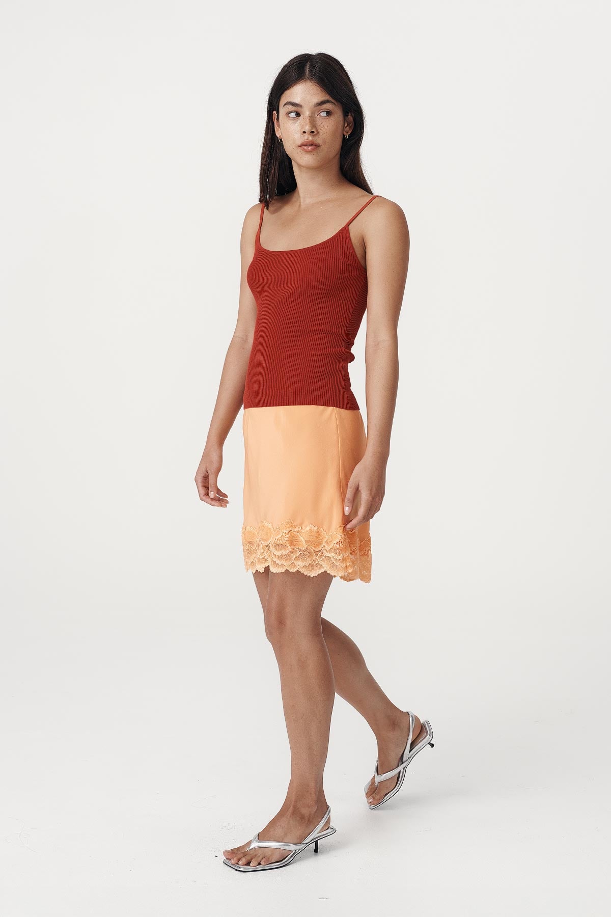 Marina Silk Mini Skirt // Cantaloupe