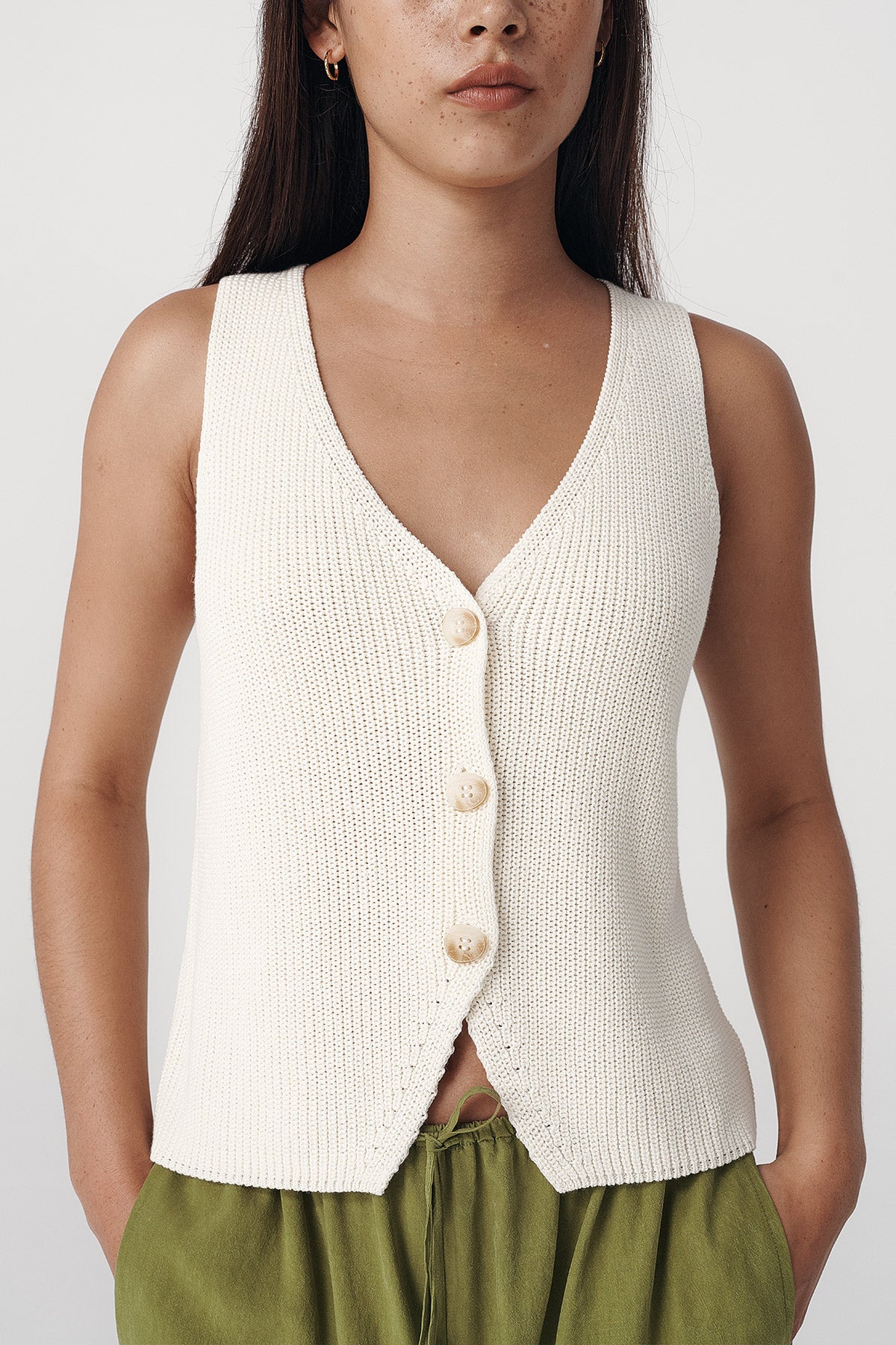 Rio Linen Knit Vest // Bone