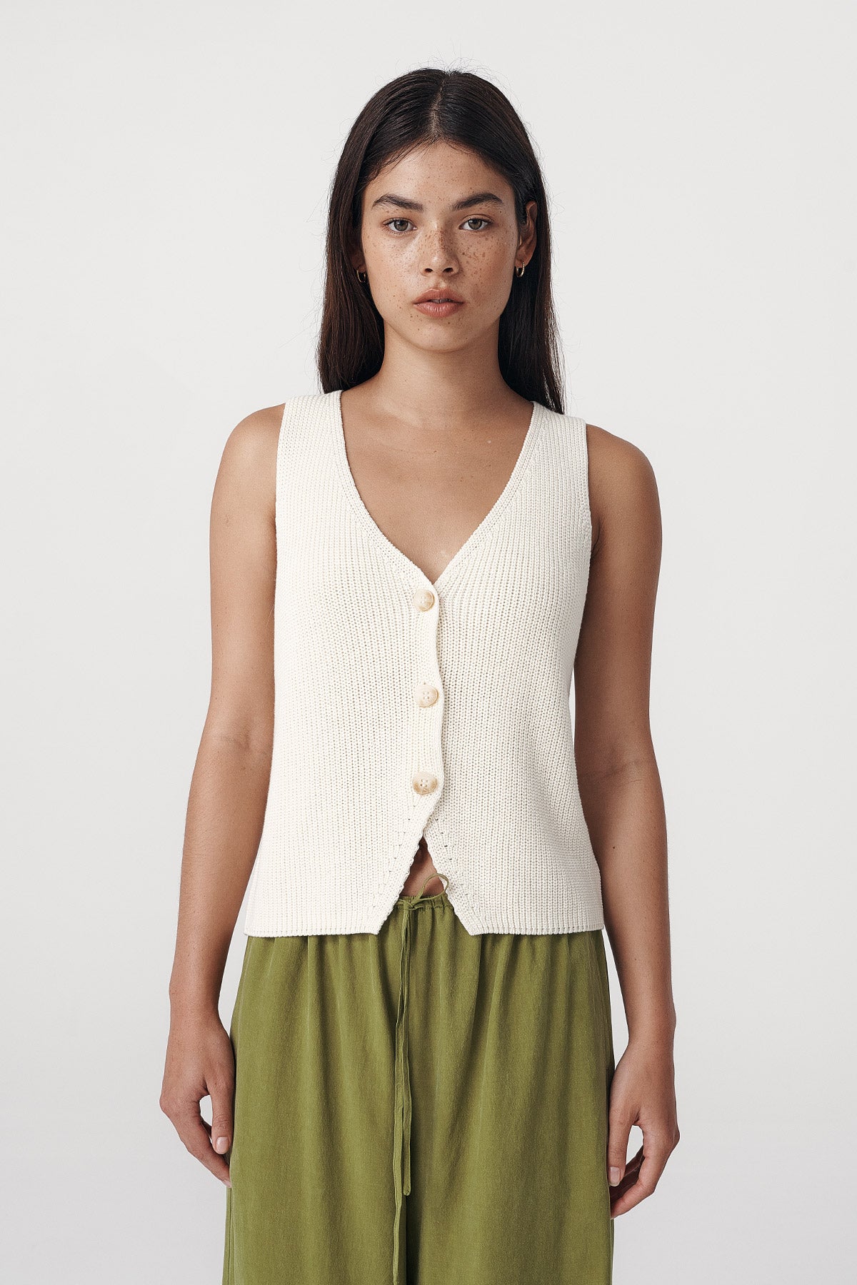 Rio Linen Knit Vest // Bone