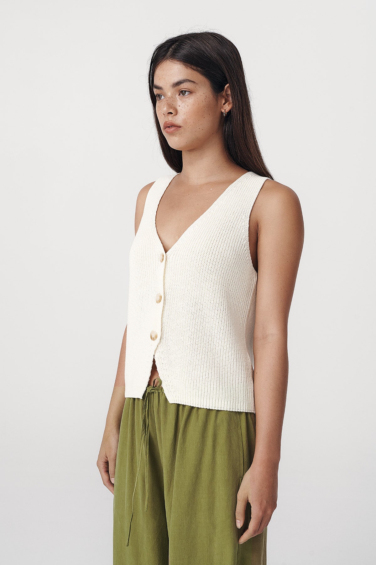 Rio Linen Knit Vest // Bone