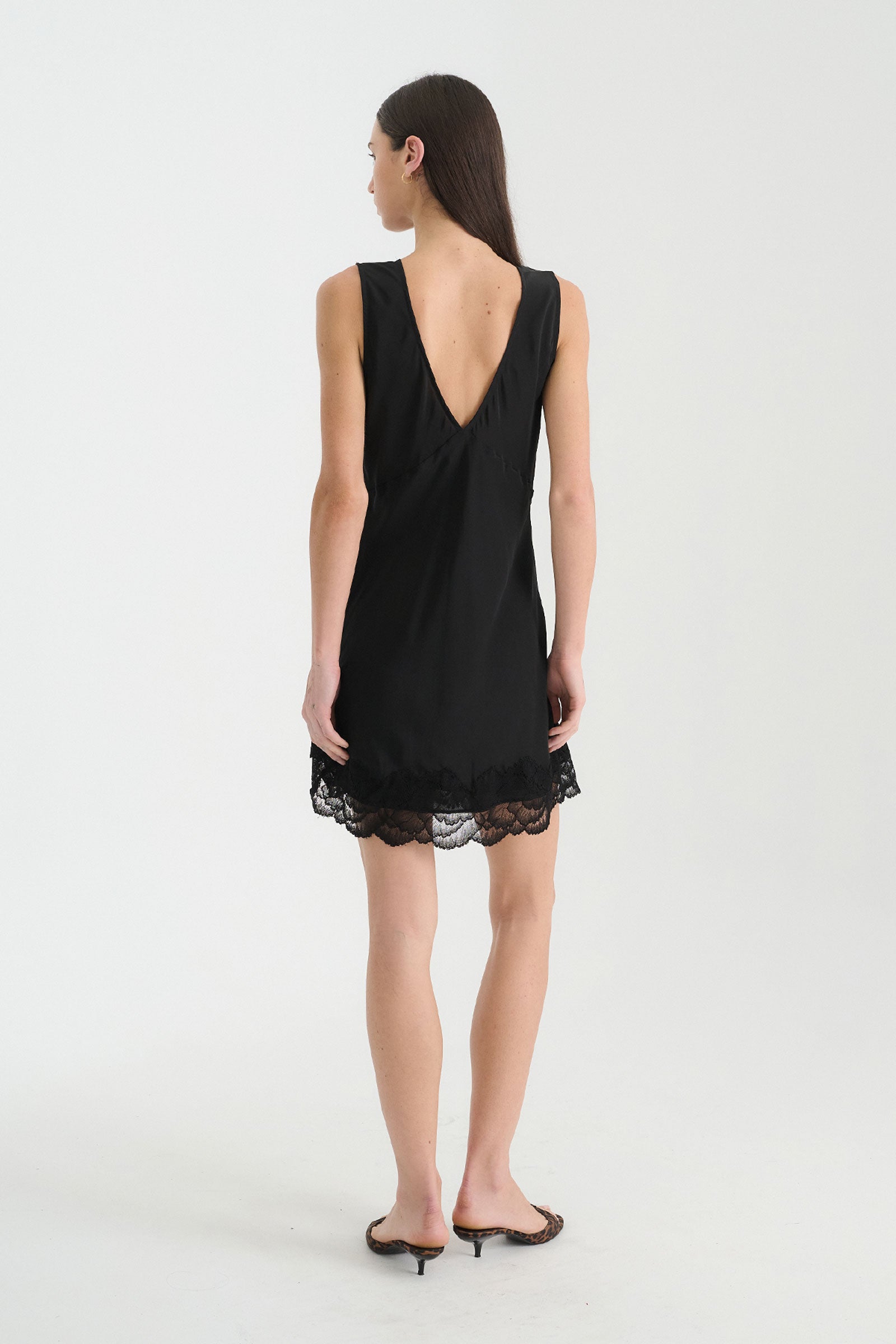 Annie Silk Mini Dress // Noir