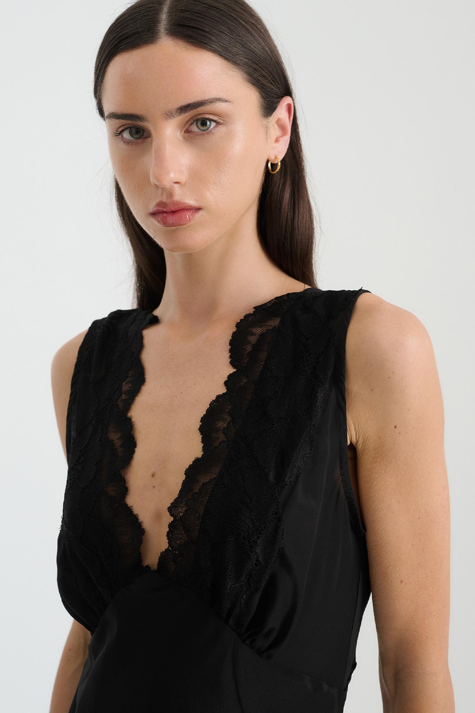 Annie Silk Mini Dress // Noir