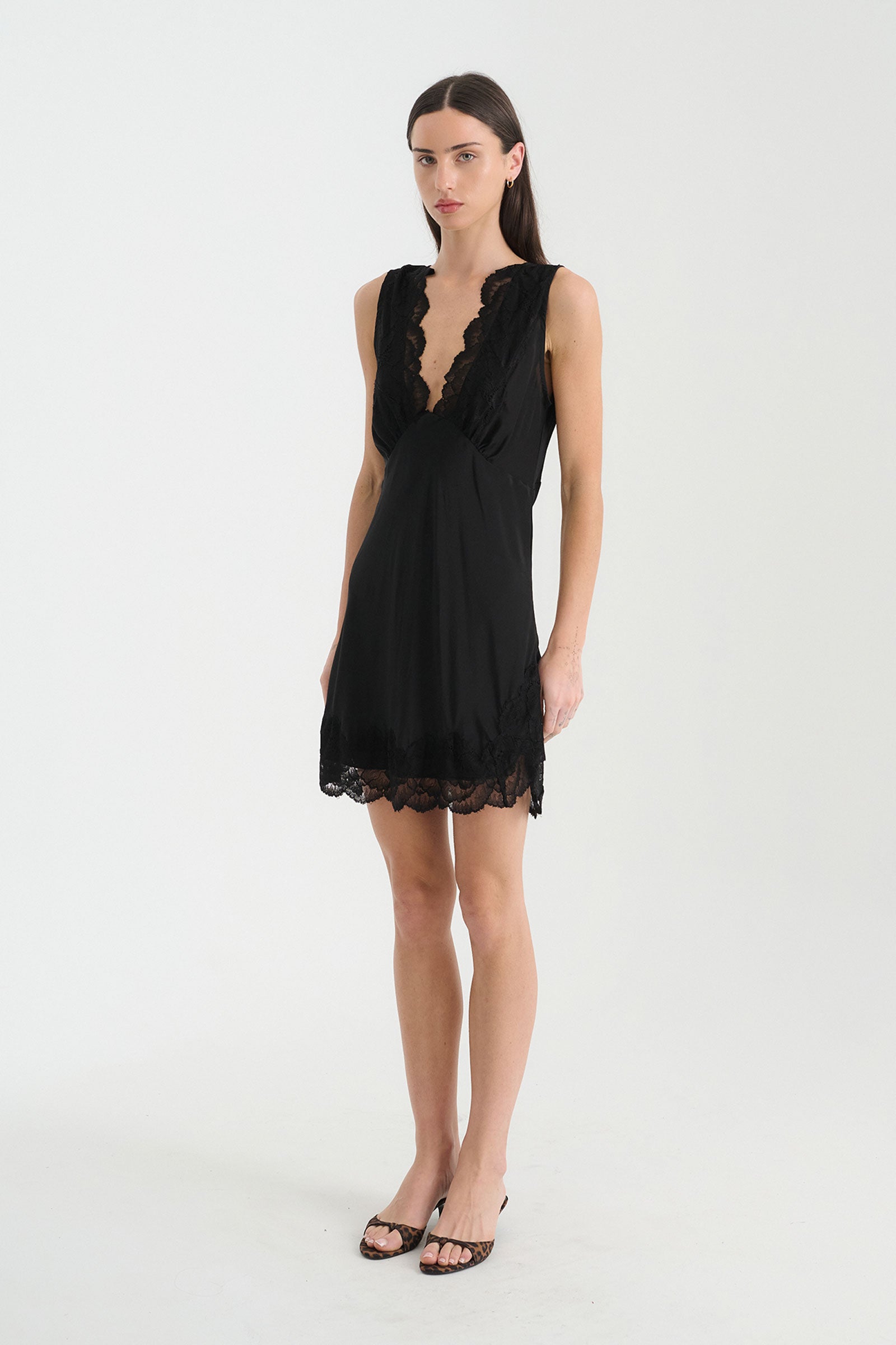 Annie Silk Mini Dress // Noir