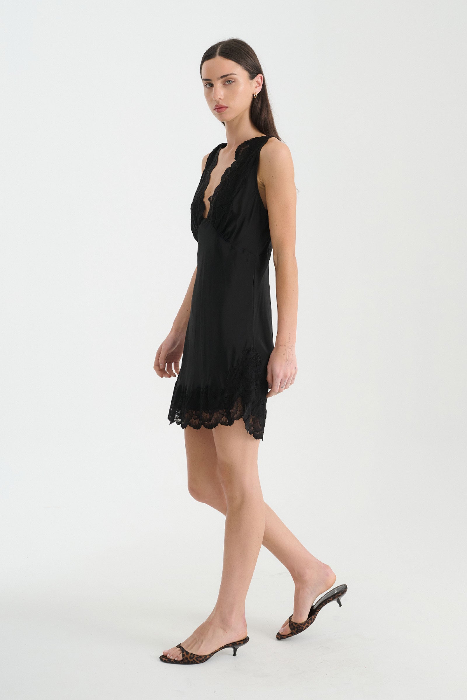Annie Silk Mini Dress // Noir