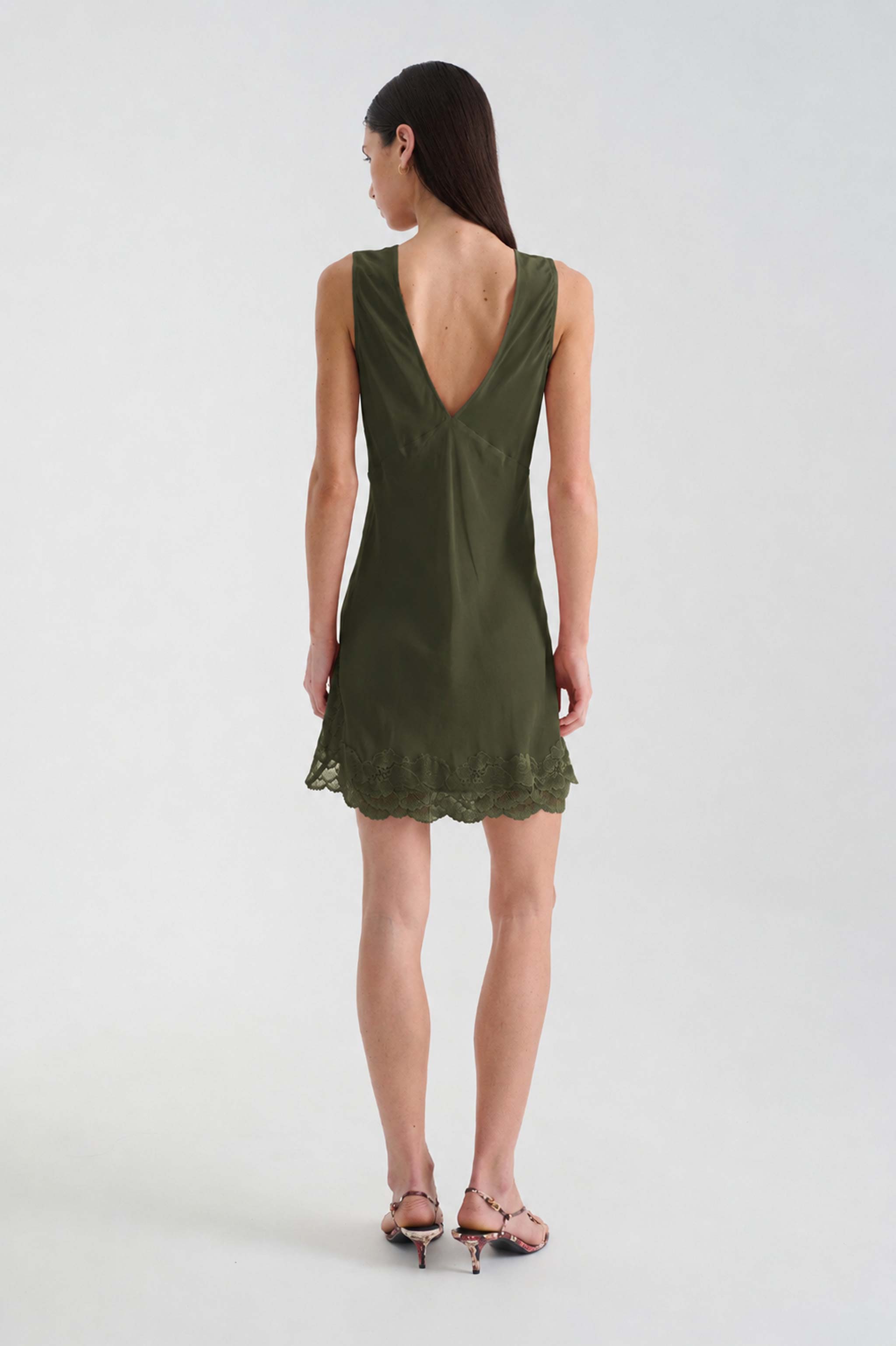 Annie Silk Mini Dress // Olive