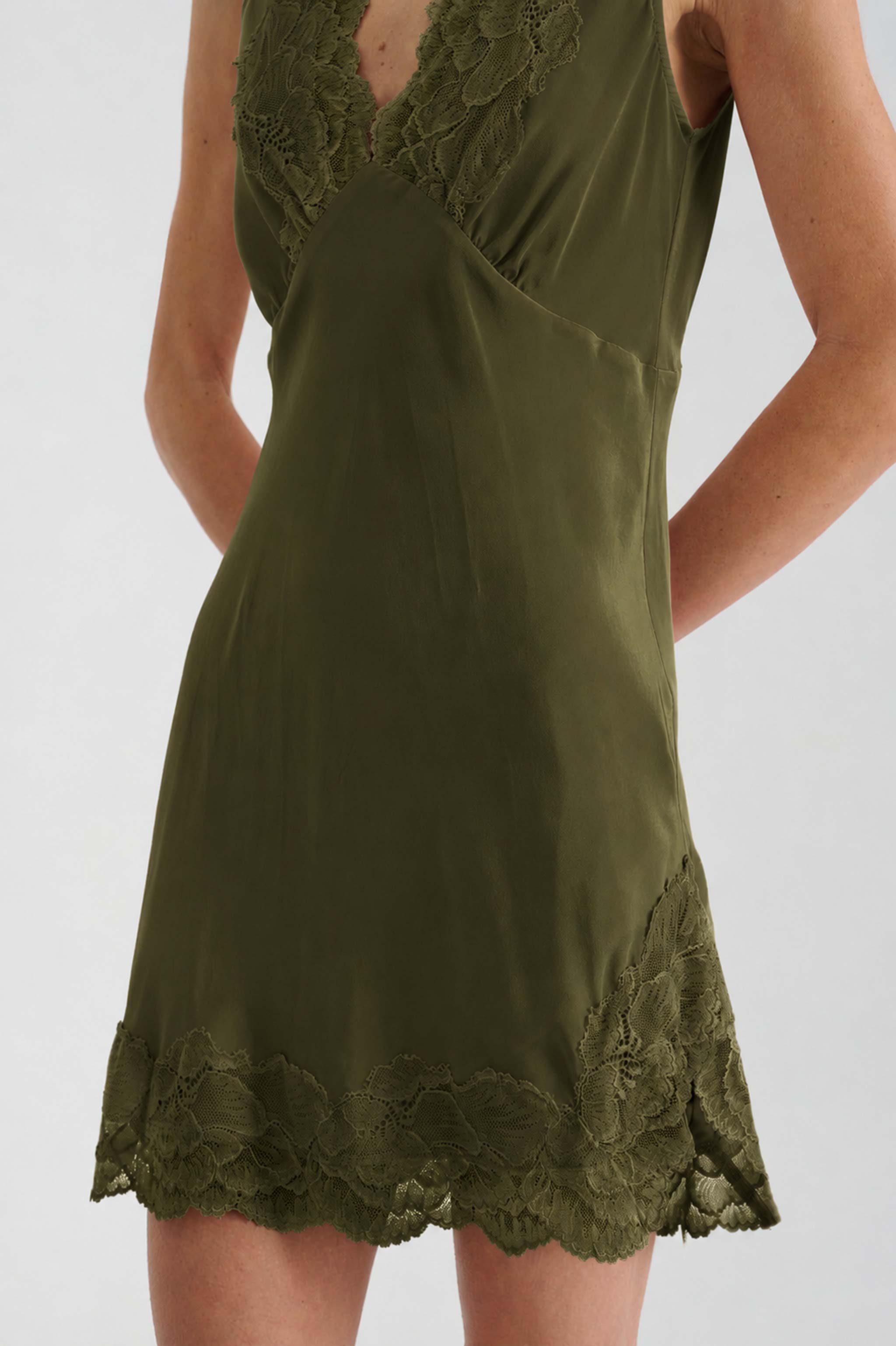 Annie Silk Mini Dress // Olive