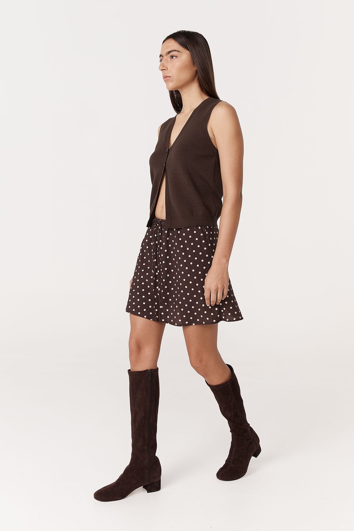 Frannie Silk Mini Skirt // Cacao Spot