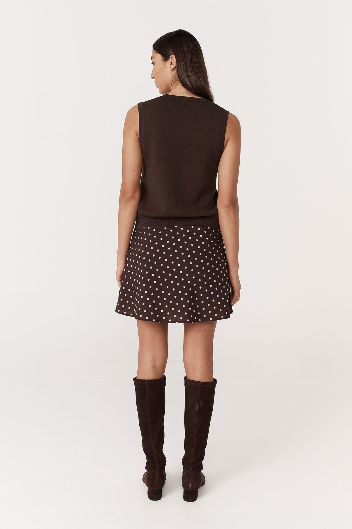Frannie Silk Mini Skirt // Cacao Spot