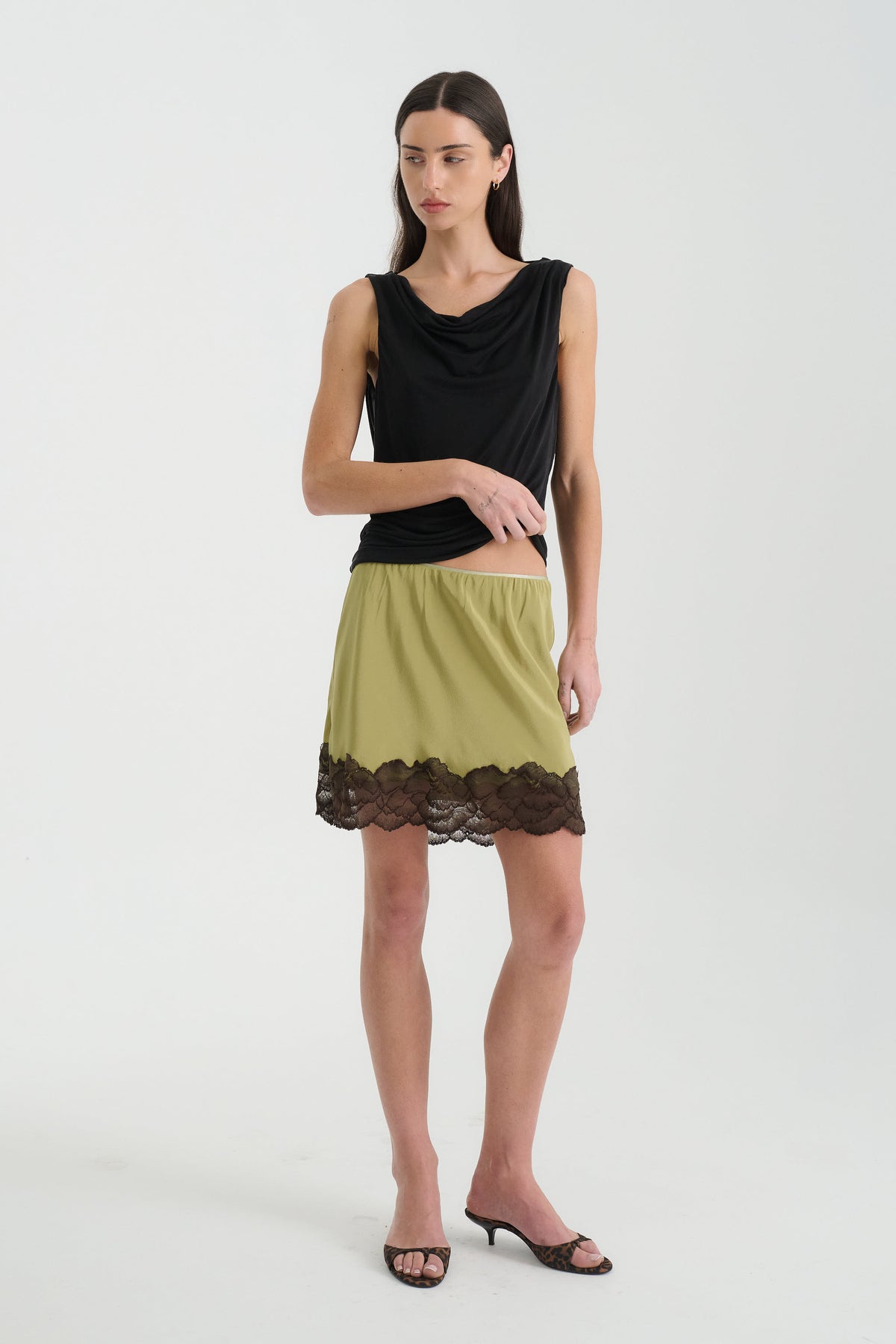 Marina Silk Mini Skirt // Pistachio