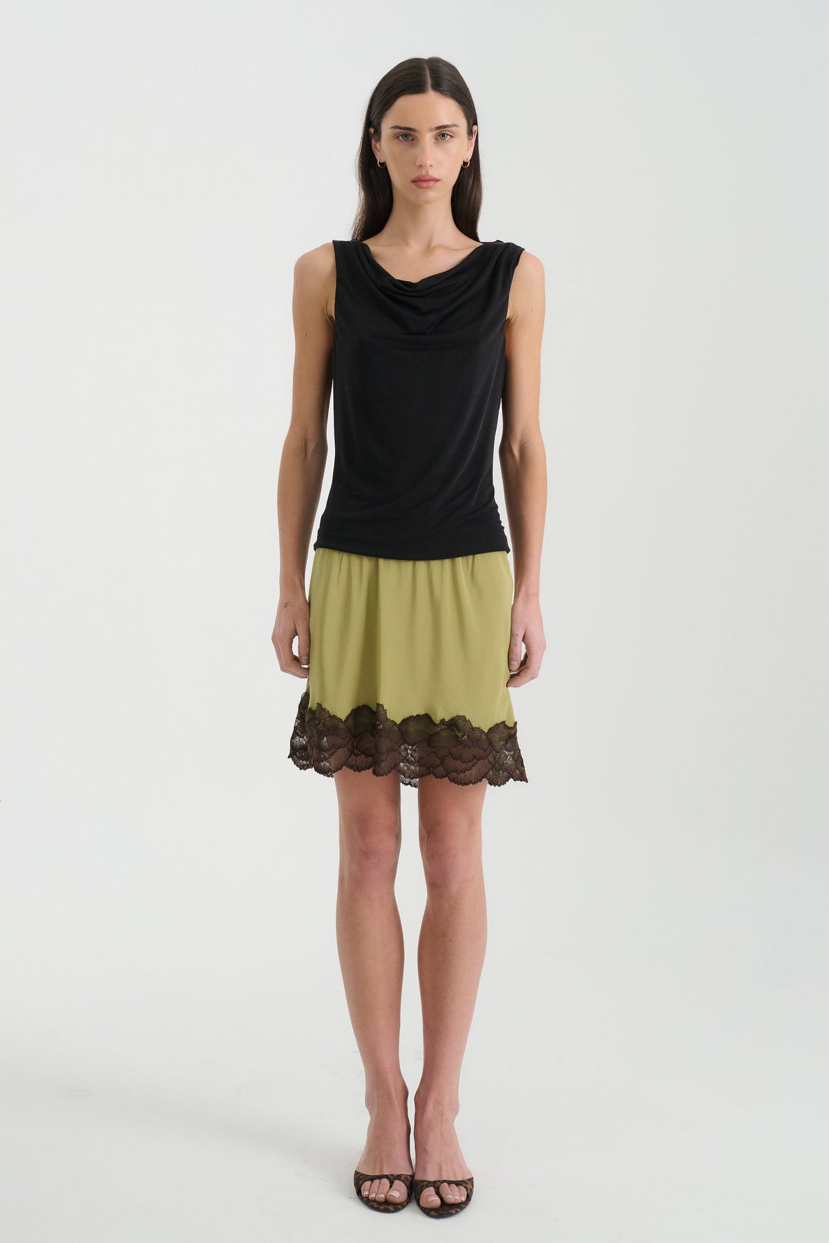 Marina Silk Mini Skirt // Pistachio