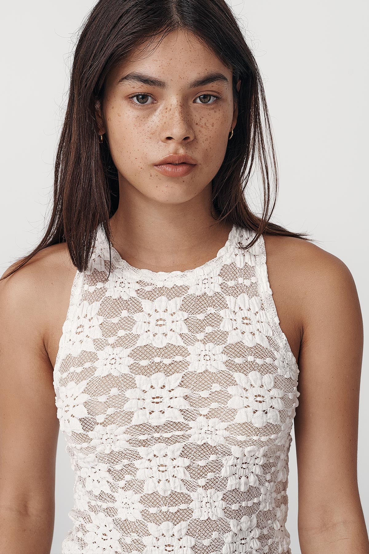 Sloane Sunflower Lace Tank // Creme