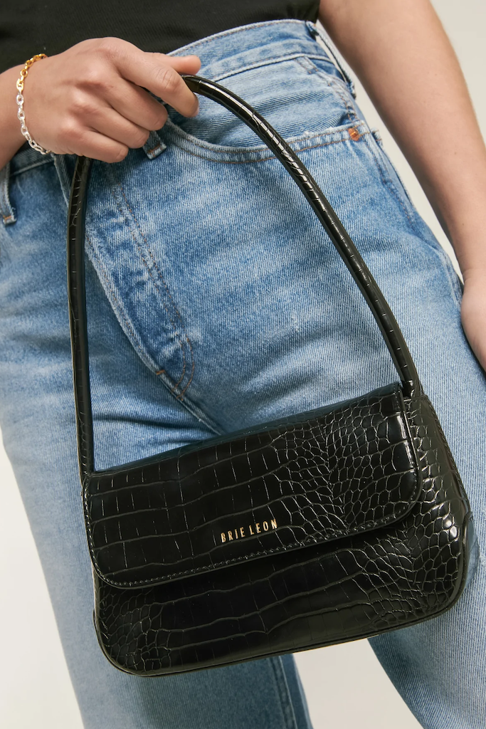 Mini Camille Bag // Black Brushed Recycled Croc