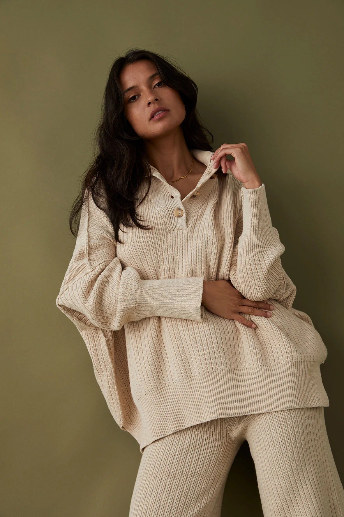 Margo Button Up Sweater // Sand