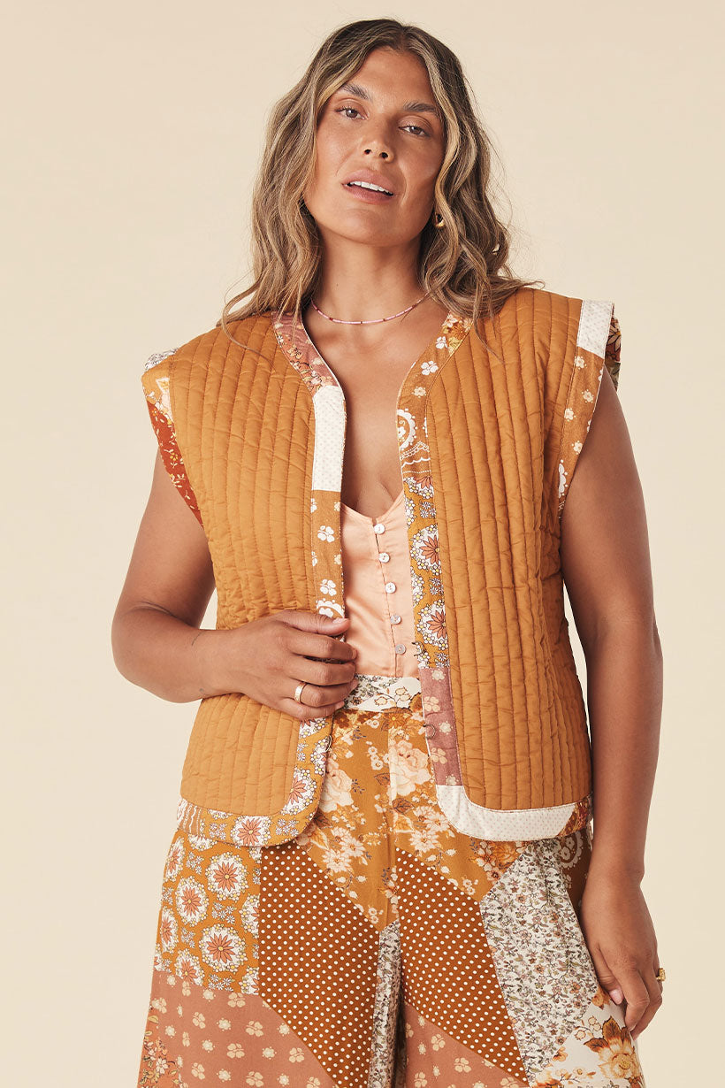 Cha Cha Quilted Vest // Brown Sugar